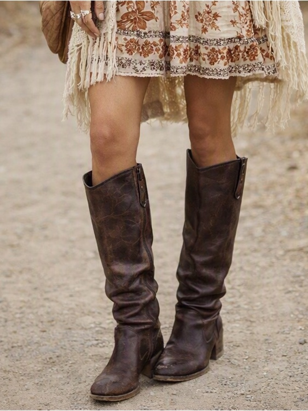 Frye Melissa Button Distressed Brown Leather Women’s Tall Riding Boots Size 6 B